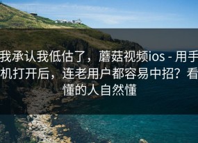 我承认我低估了，蘑菇视频ios - 用手机打开后，连老用户都容易中招？看懂的人自然懂